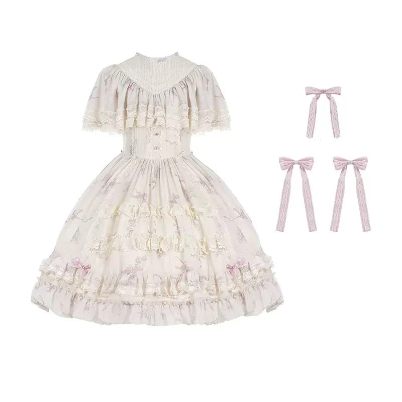 Universal Lolita Letters And Poems Bellflower Dress Petticoat Skirt Three Piece Set - Image 7