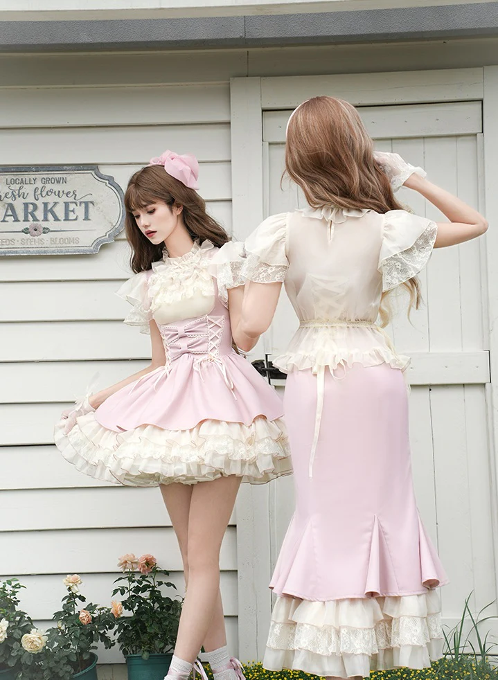 Universal Lolita Love Diary Pink Dress Blouse Undershirt Three Piece Set - Image 5
