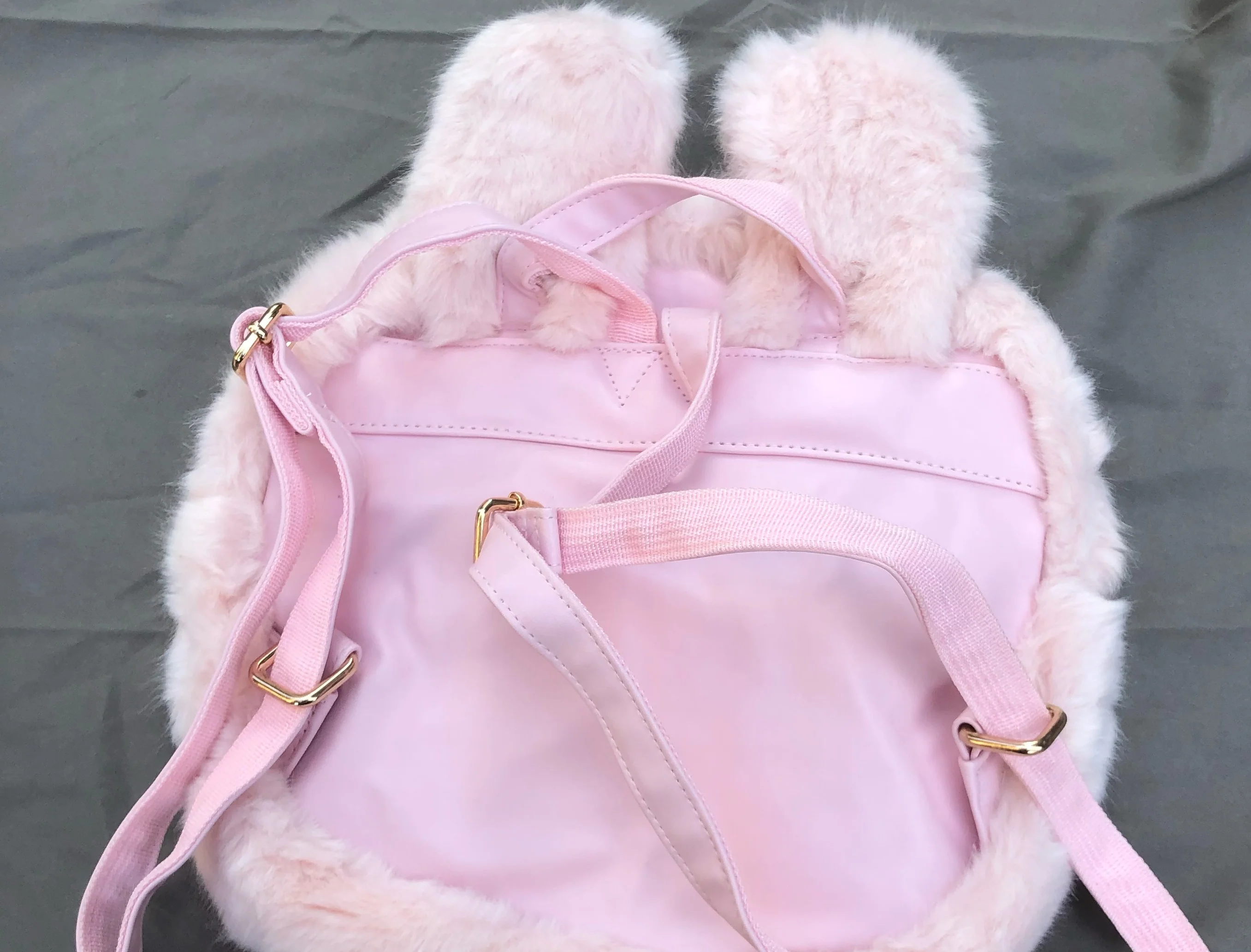 White Bunny Rabbit Doll Plush Fluff Cute Mini School Backpack Bag - Image 3