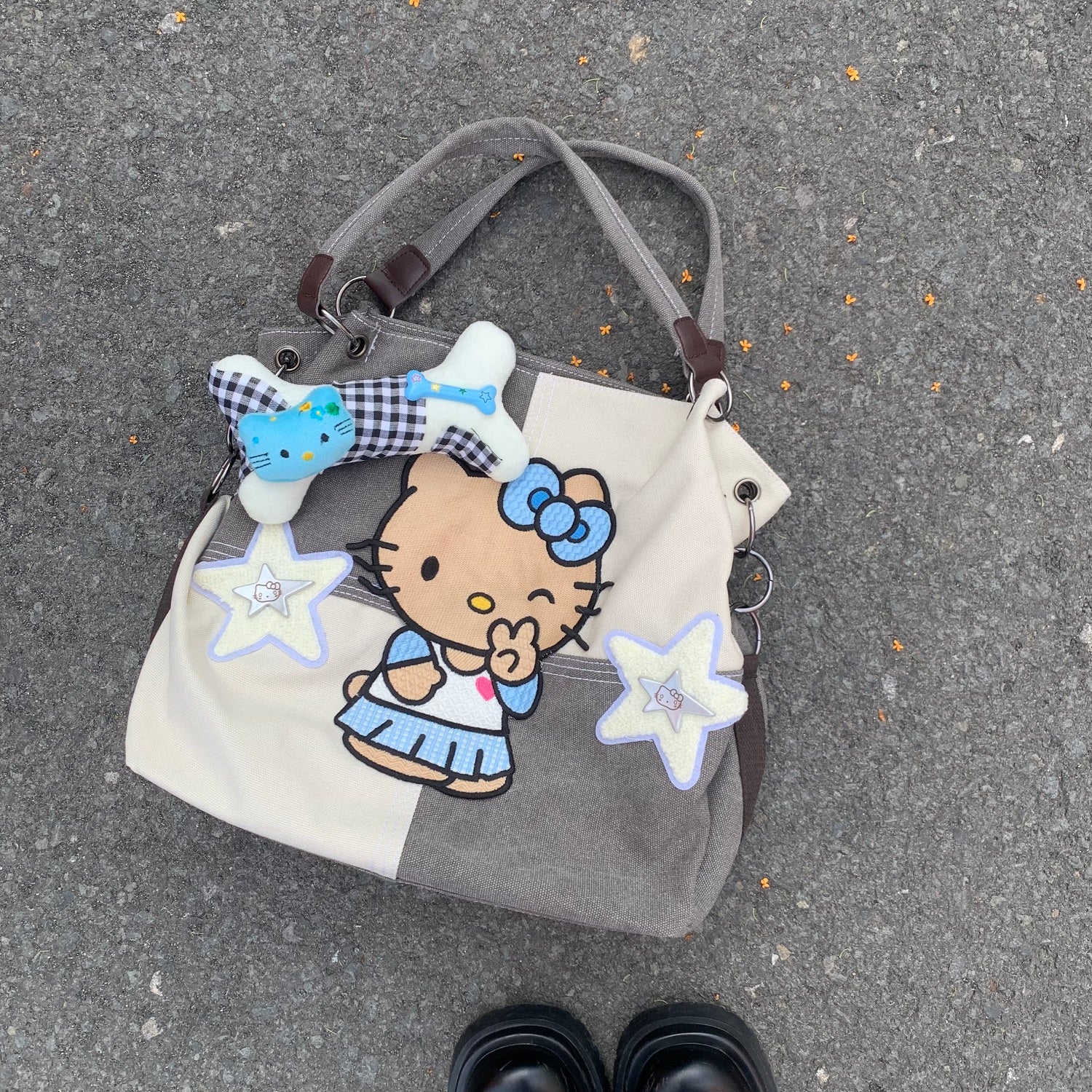 Y2K Black Brown Skin Kitty Shoulder Crossbody Messenger Bag - Image 5