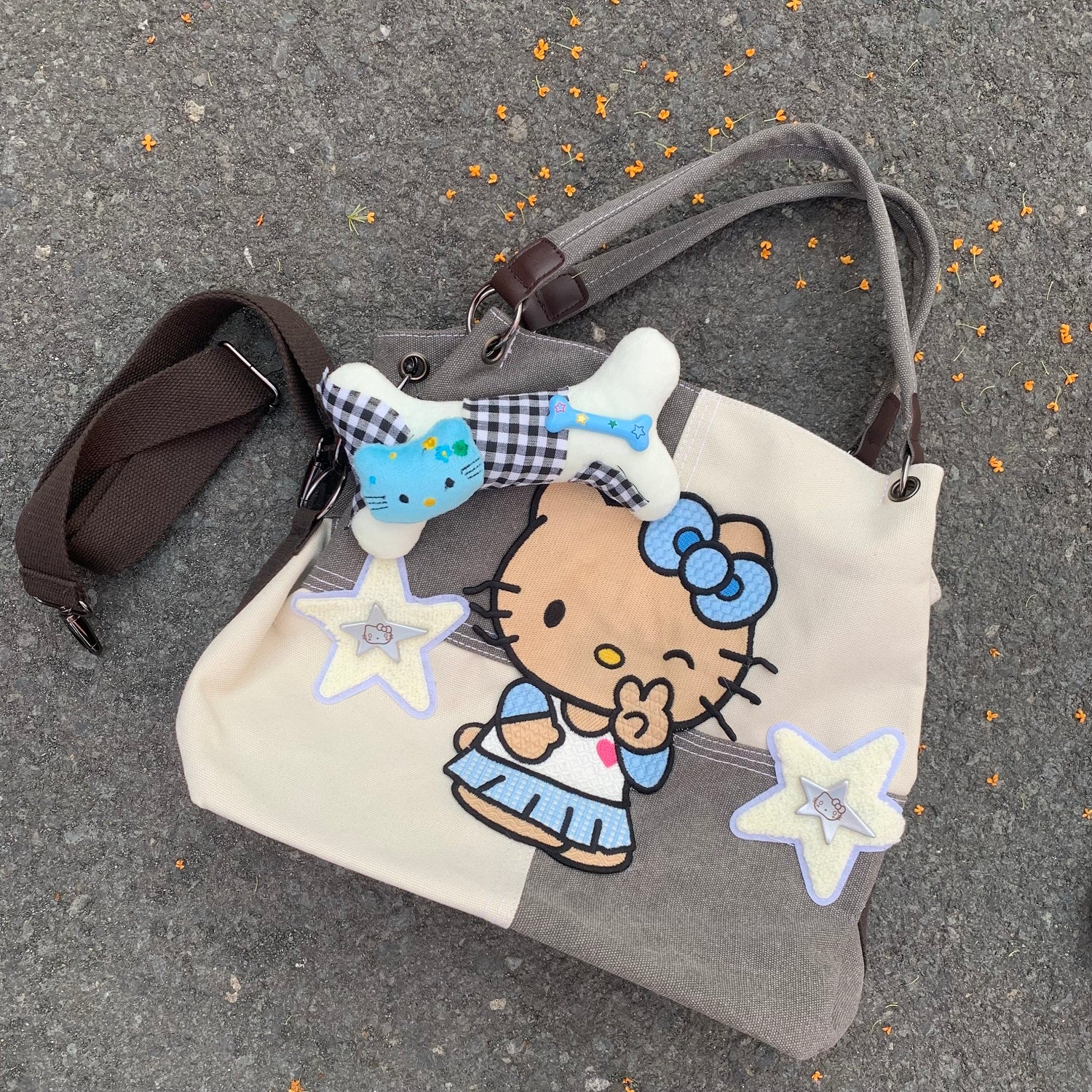 Y2K Black Brown Skin Kitty Shoulder Crossbody Messenger Bag - Image 6