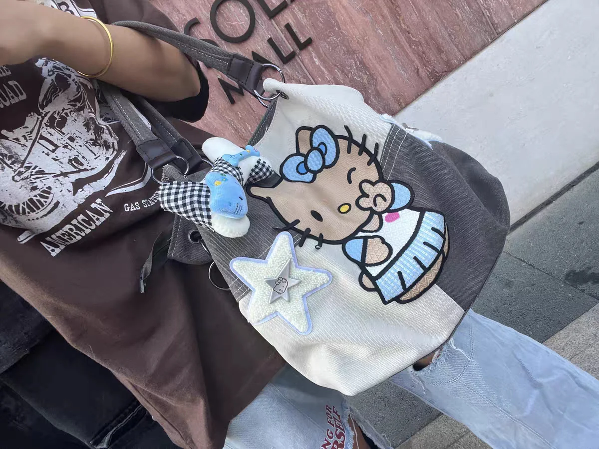 Y2K Black Brown Skin Kitty Shoulder Crossbody Messenger Bag - Image 7