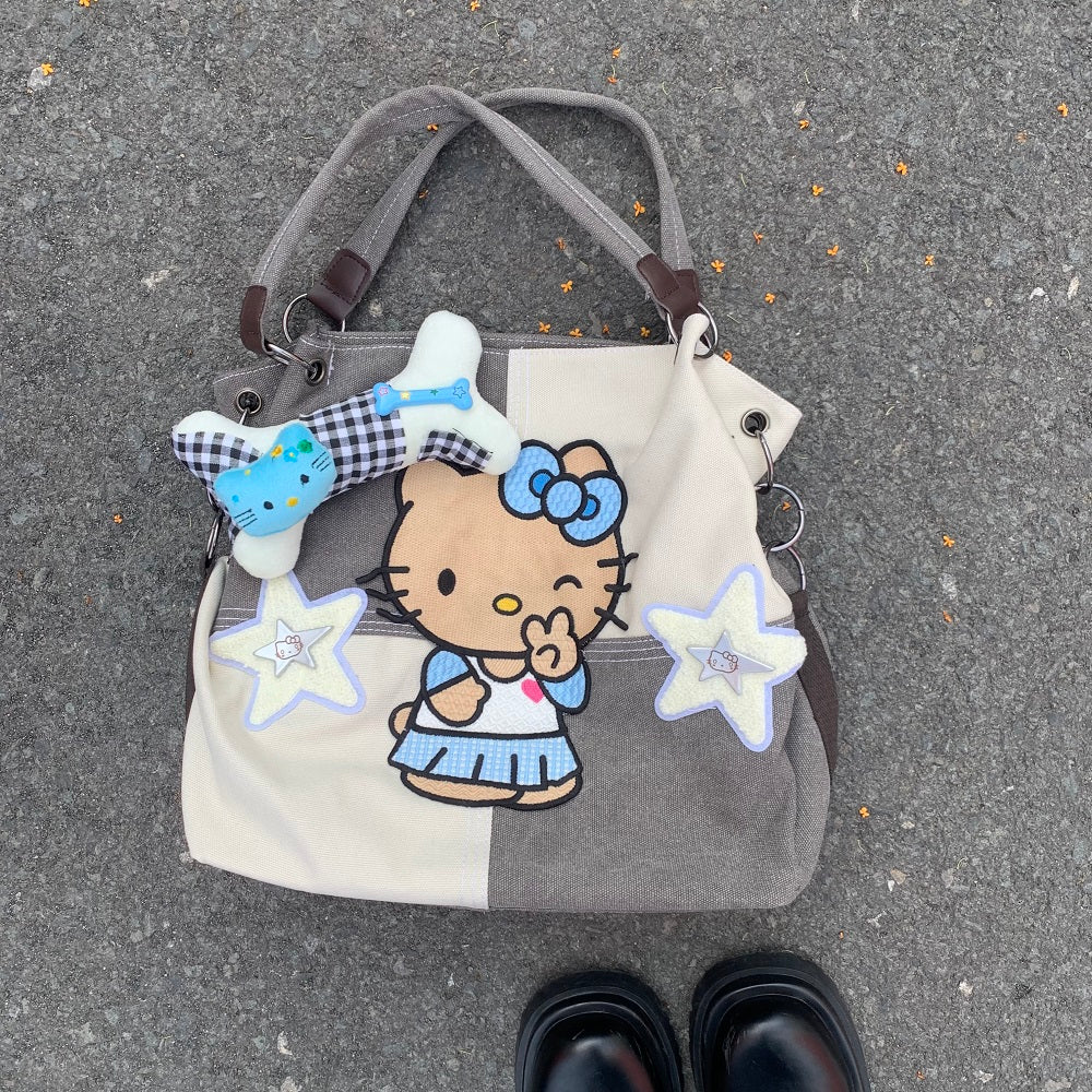 Y2K Black Brown Skin Kitty Shoulder Crossbody Messenger Bag - Image 9