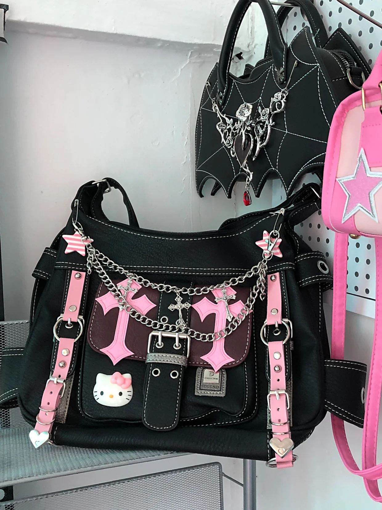 Y2K Kitty Cat Goth Large Capacity Student Messenger Bag - Image 3