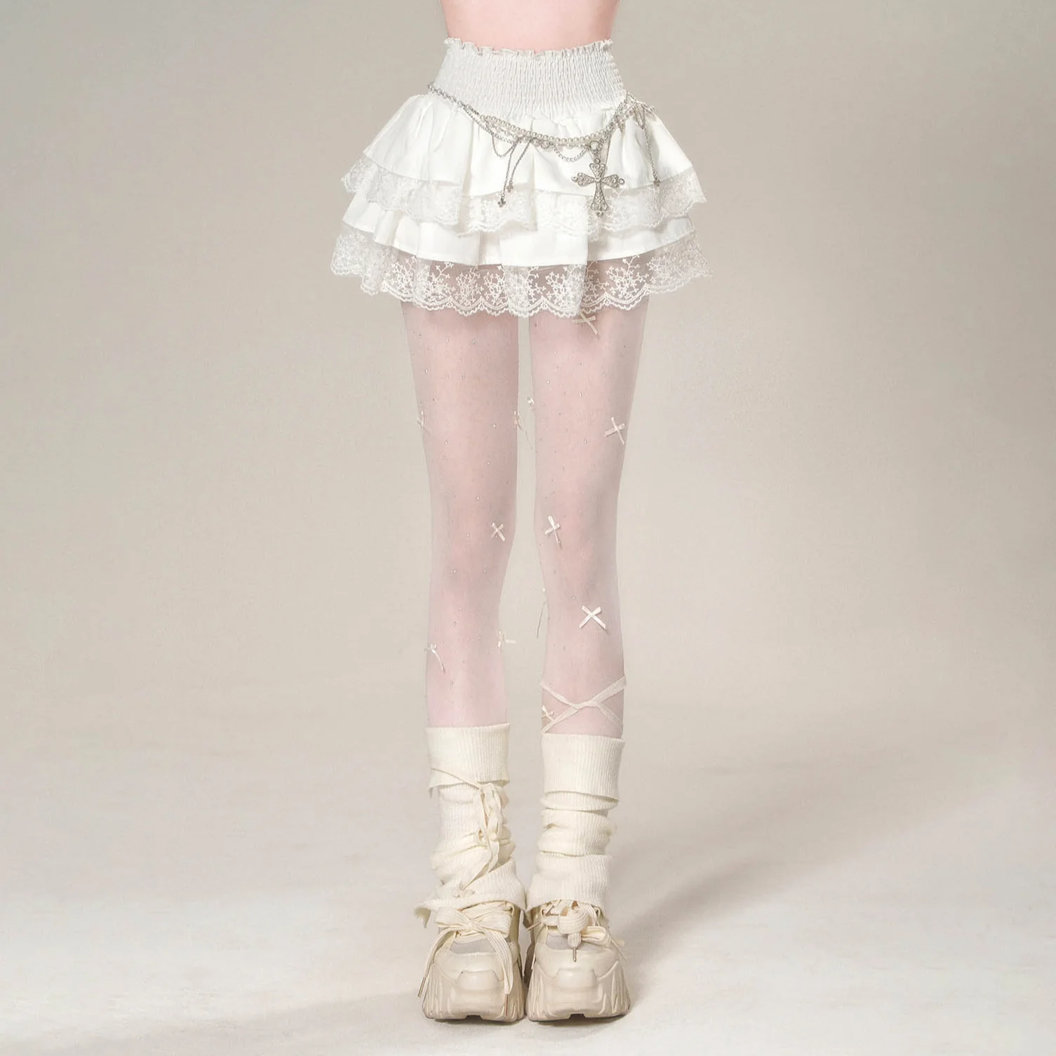 Young Eyes Ballerina Black & White Lace Mini Skirt