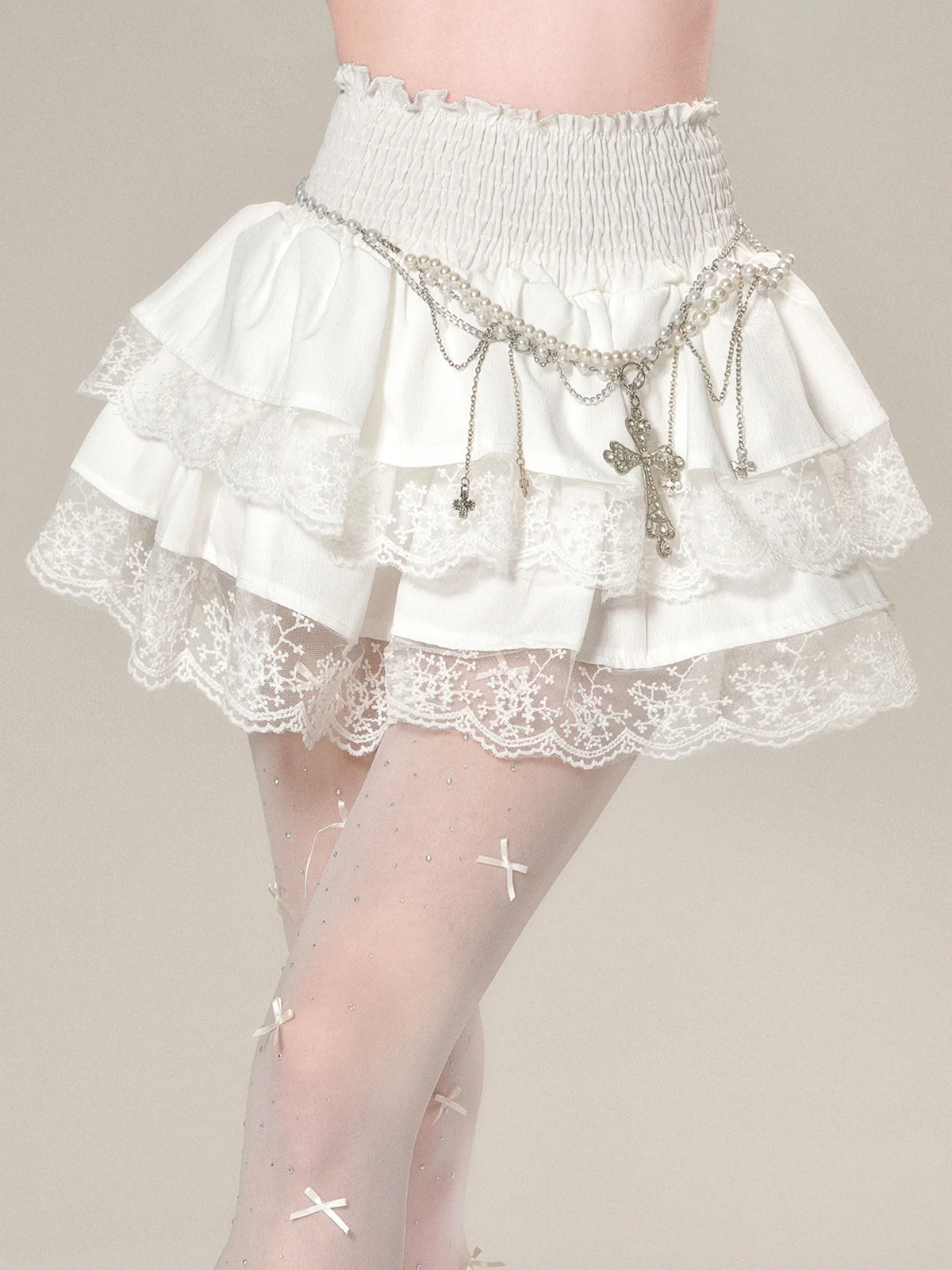 Young Eyes Ballerina Black & White Lace Mini Skirt - Image 2