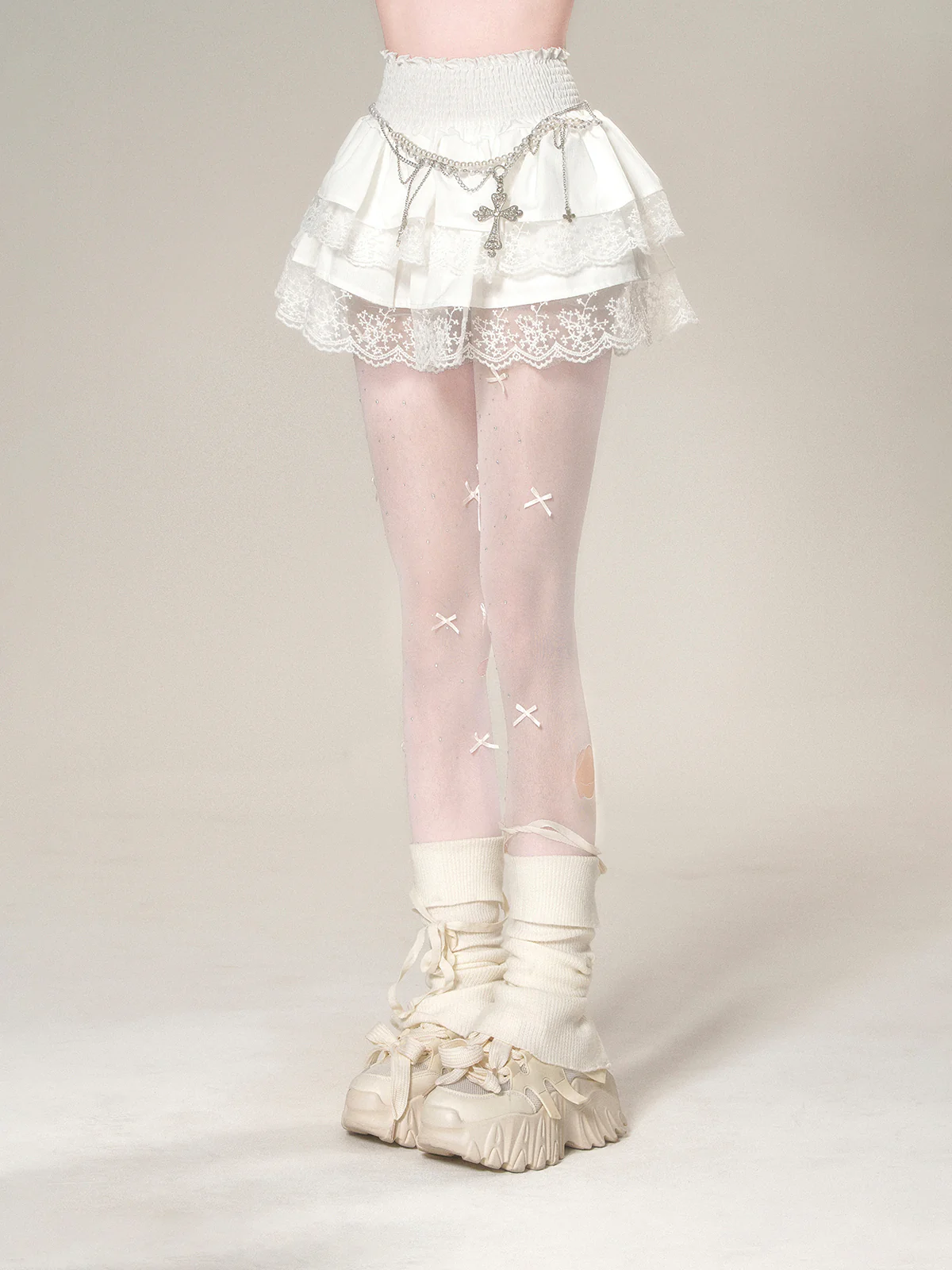 Young Eyes Ballerina Black & White Lace Mini Skirt - Image 3