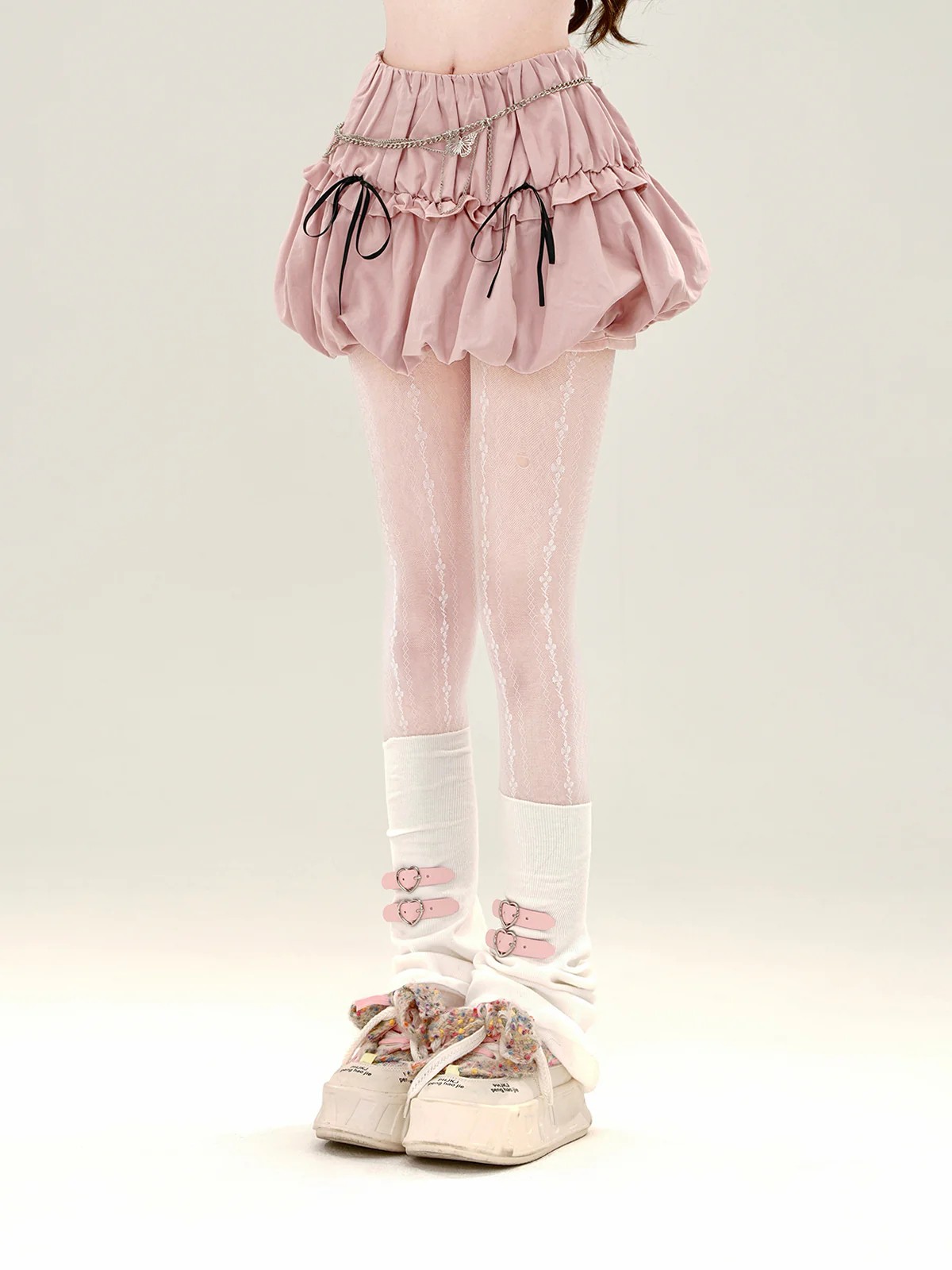 Young Eyes Cloud Candy Puffy Pink Blue Plaid Mini Skirt - Image 4