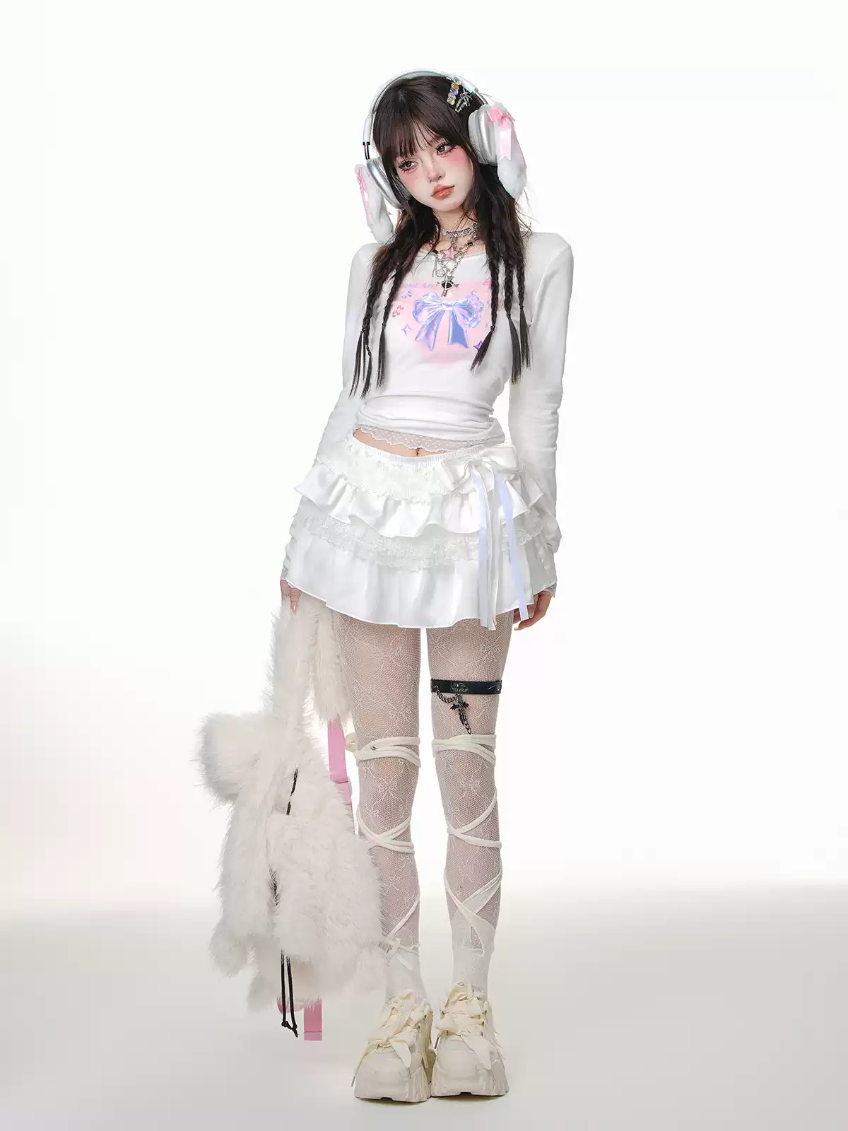 Young Eyes Ivory Lace White Mini Skirt - Image 5