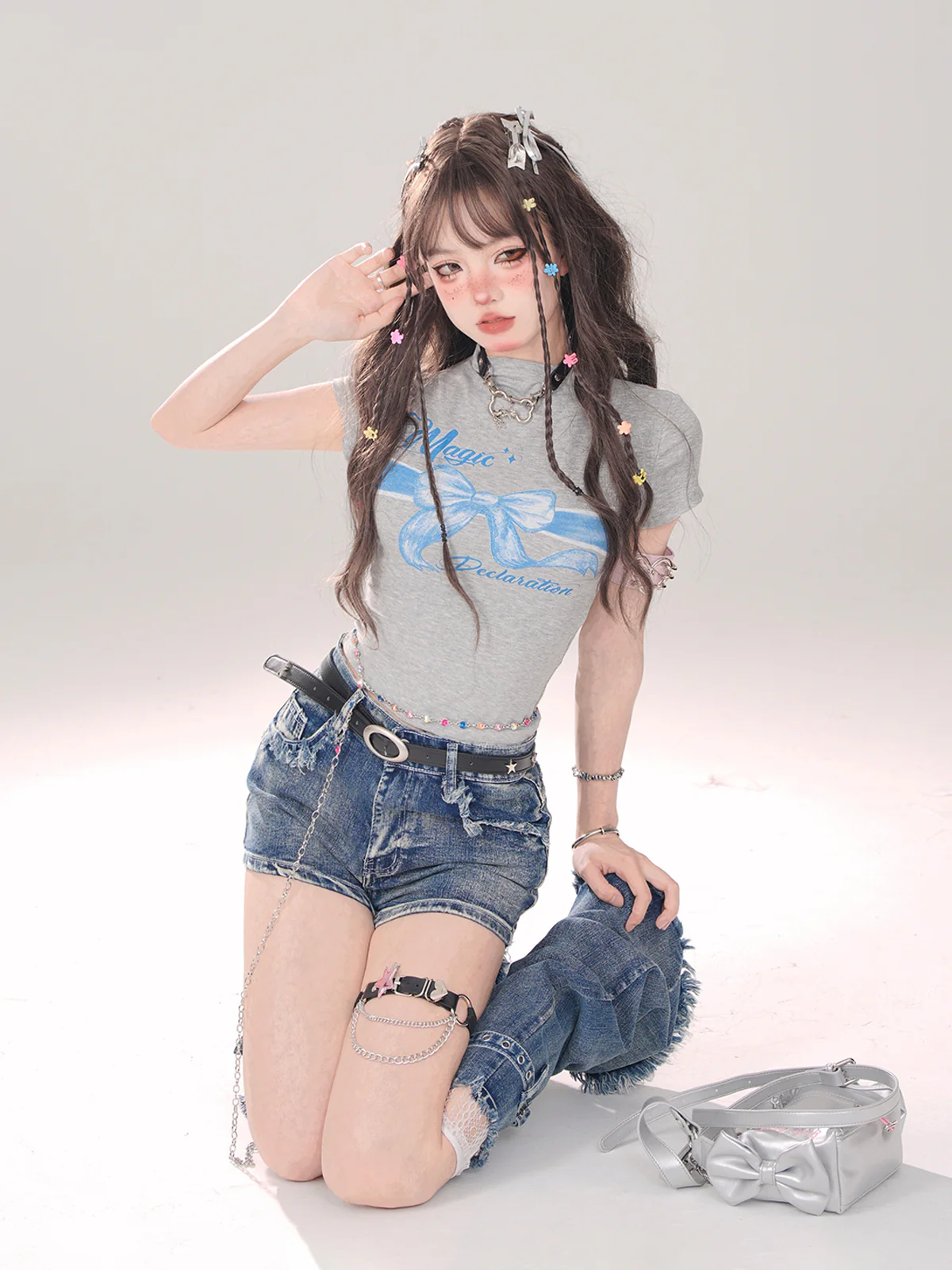 Young Eyes Konno Denim Shorts Leg Warmers - Image 6