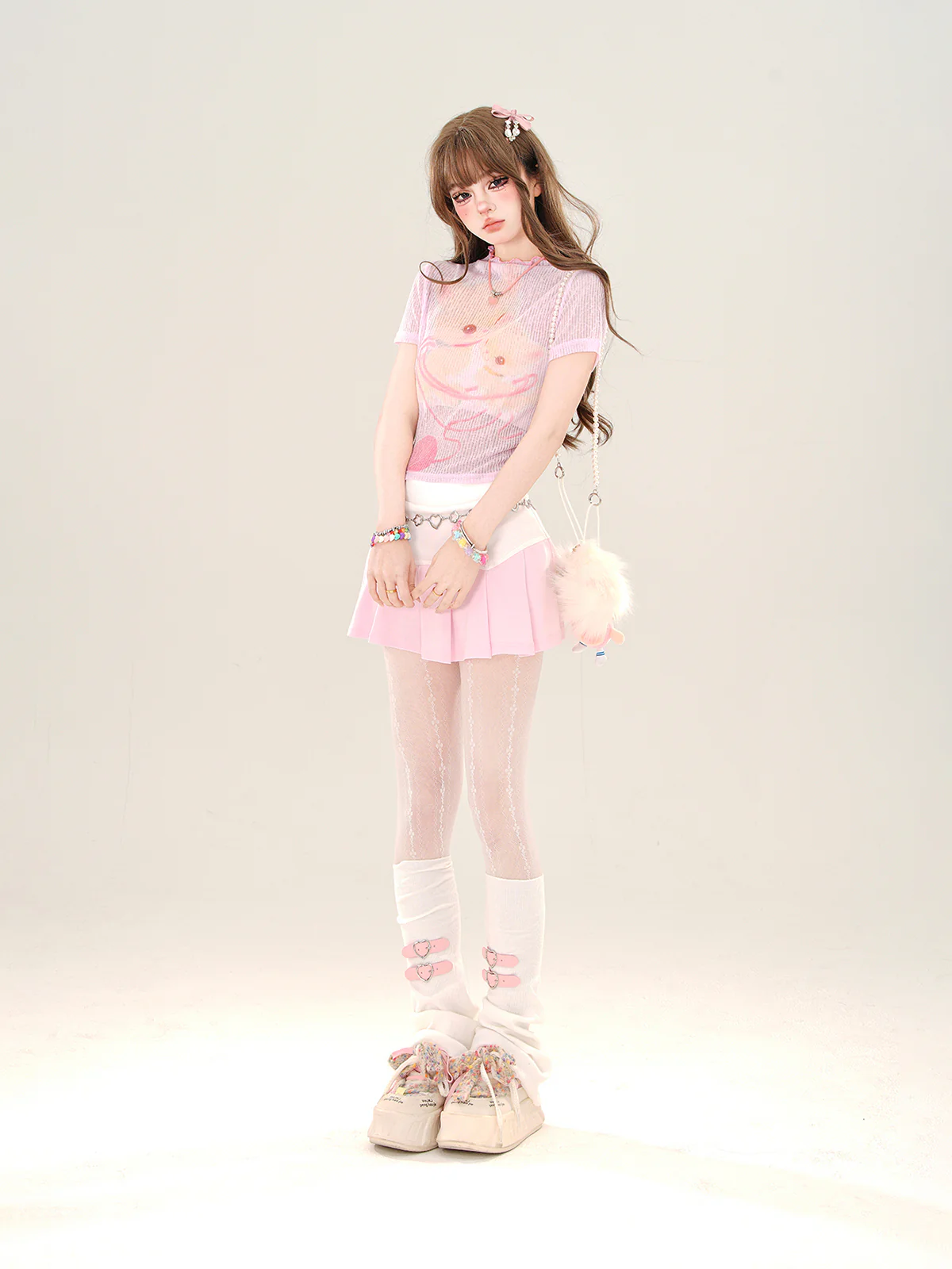 Young Eyes Yarn Cat Sheer White Pink Top - Image 8