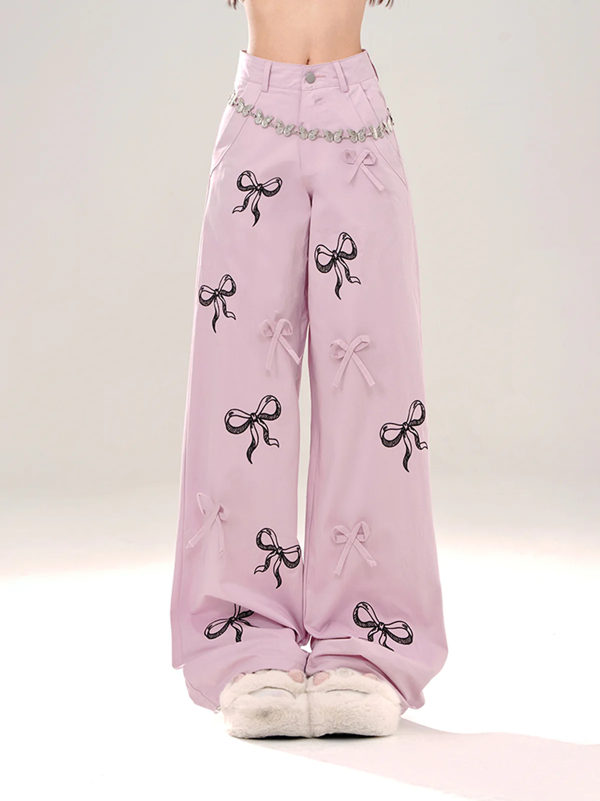 Young Eyes Taro Purple White Bow Long Pants - Image 2