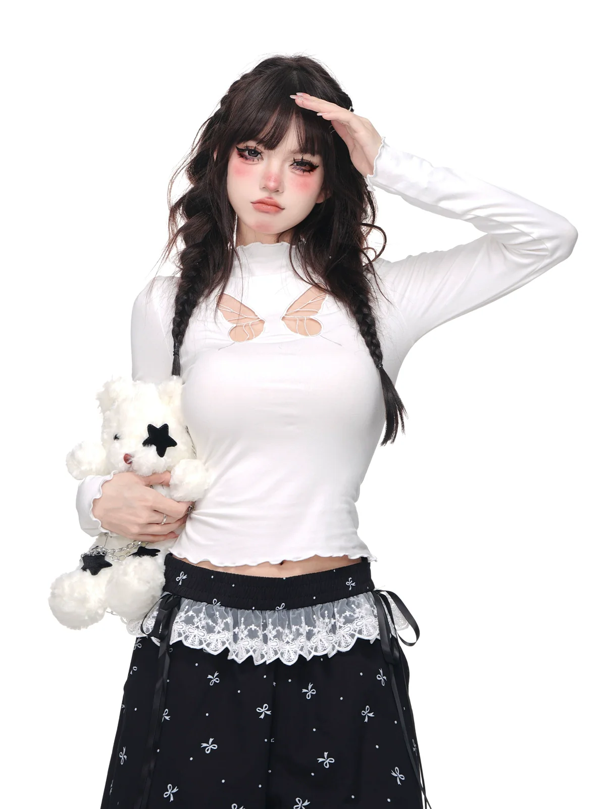 Young Eyes Wild Butterfly Bodycon White Black Red Top - Image 4